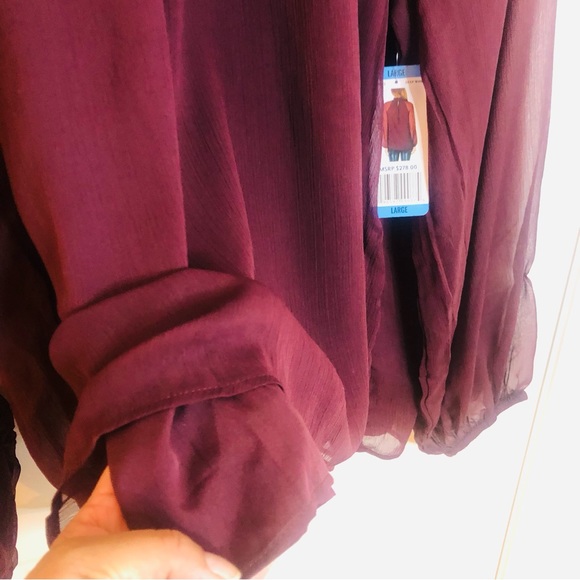 NWT New Joie long sleeve smocked top Blouse Wine Purple burgundy MSRP $278.00 - Picture 8 of 12